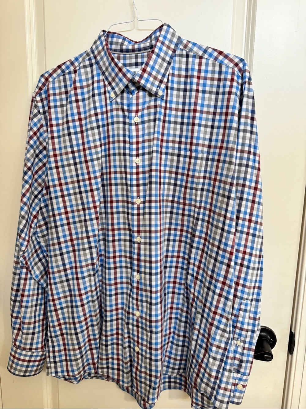 Peter Millar Blue, Red and White Plaid Button-Down‎ Shirt